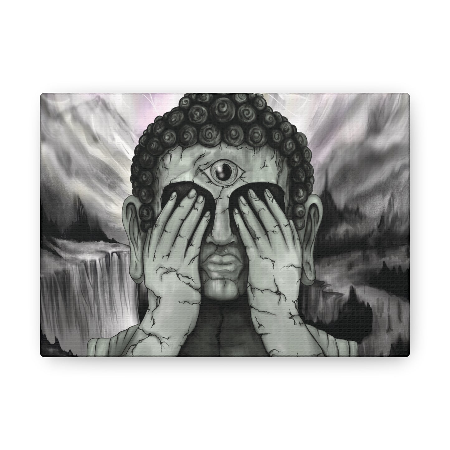 Canvas Wall Art Buddha with Third Eye Statue