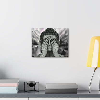 Canvas Wall Art Buddha with Third Eye Statue