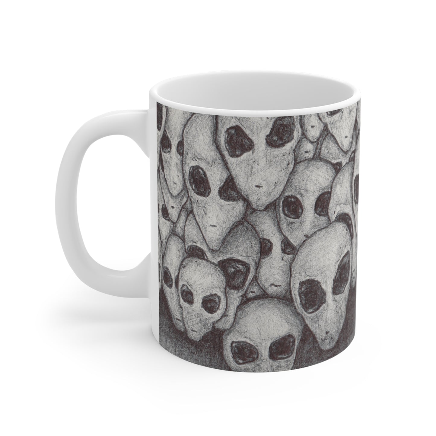 Coffee Mug: Alien Greys Hand-Drawn Art