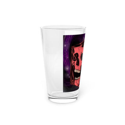 Pint Glass - Cube Skull in Outer Space Design