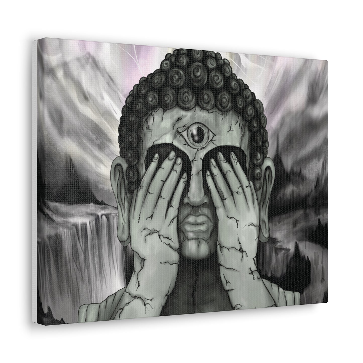 Canvas Wall Art Buddha with Third Eye Statue