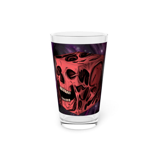 Pint Glass - Cube Skull in Outer Space Design