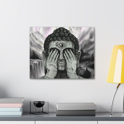 Canvas Wall Art Buddha with Third Eye Statue