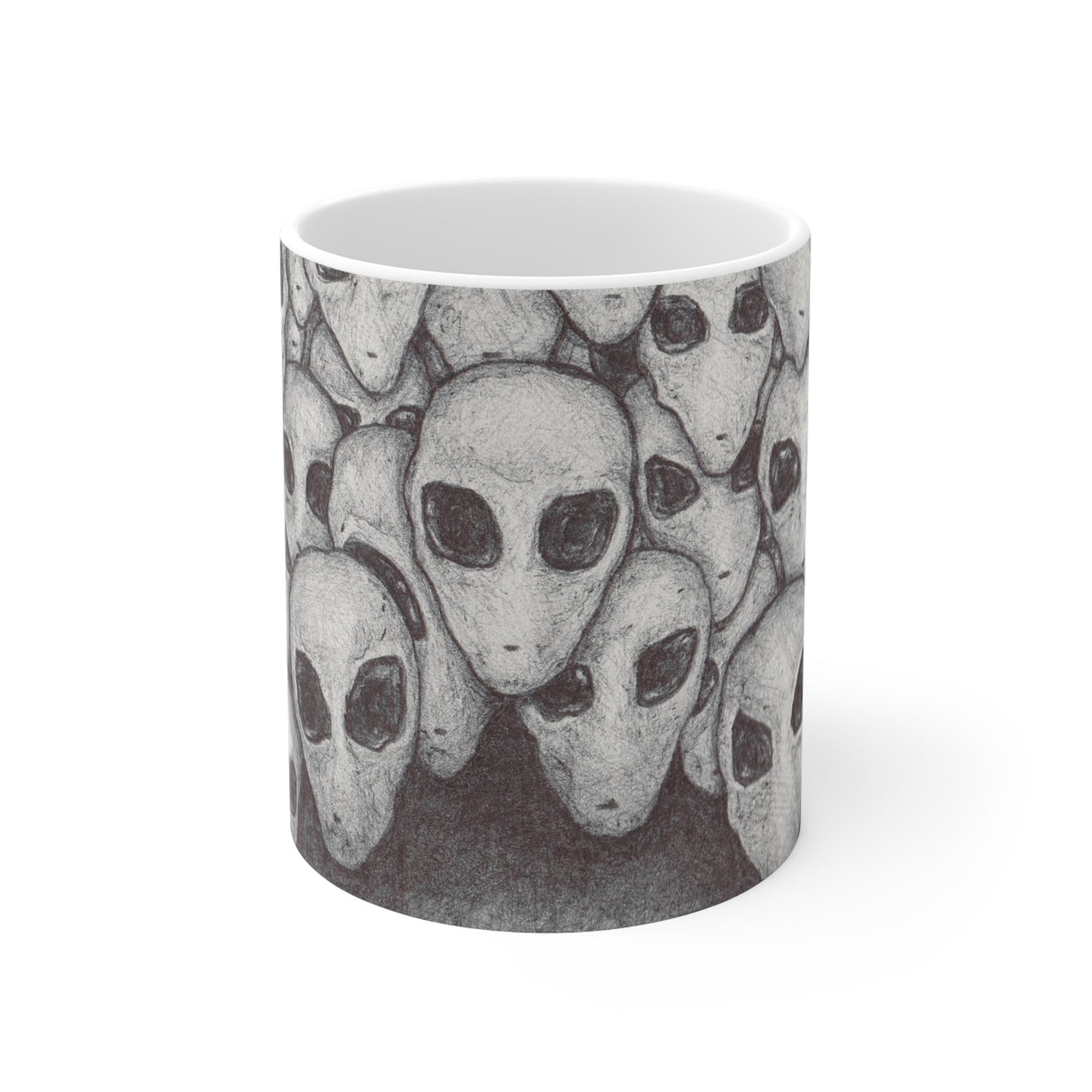 Coffee Mug: Alien Greys Hand-Drawn Art