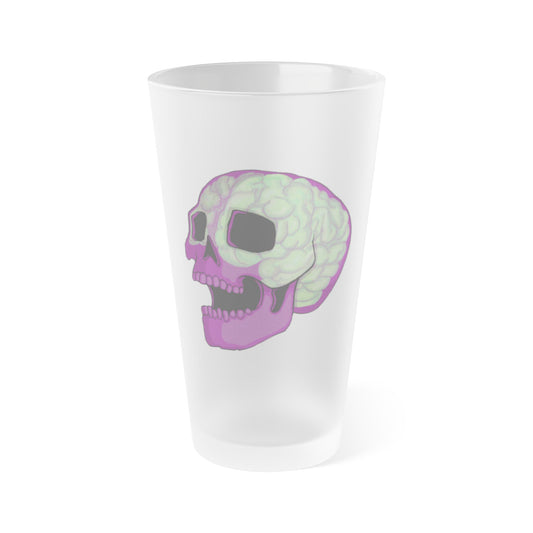 Skull Brain Frosted Pint Glass, 16oz