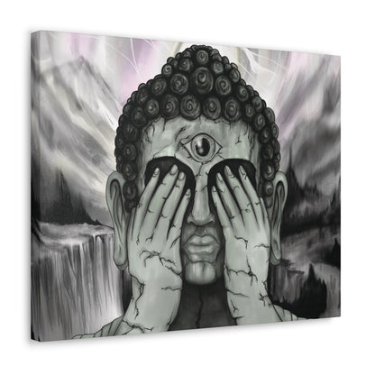 Canvas Wall Art Buddha with Third Eye Statue