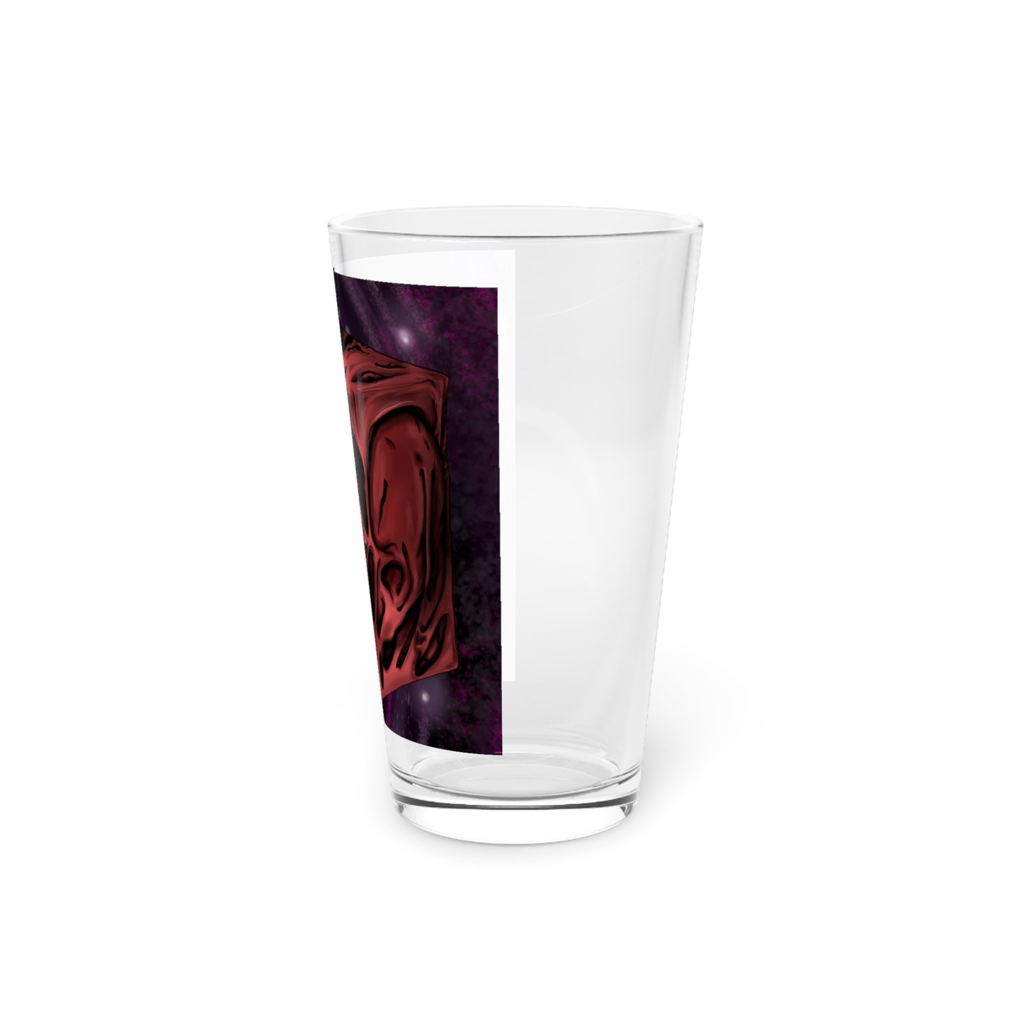 Pint Glass - Cube Skull in Outer Space Design