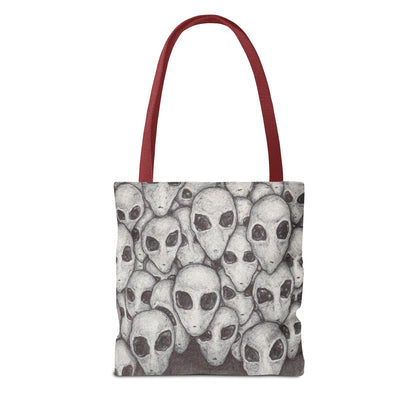 Alien Greys Ink Drawing Tote Bag