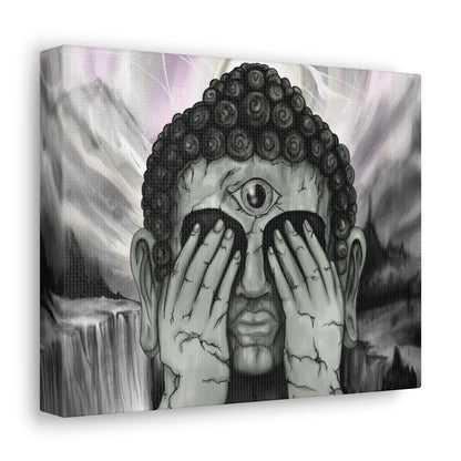 Canvas Wall Art Buddha with Third Eye Statue