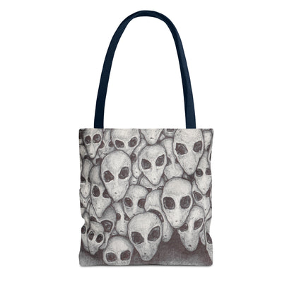 Alien Greys Ink Drawing Tote Bag