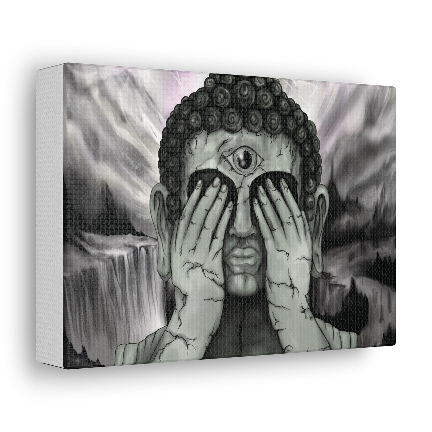 Canvas Wall Art Buddha with Third Eye Statue