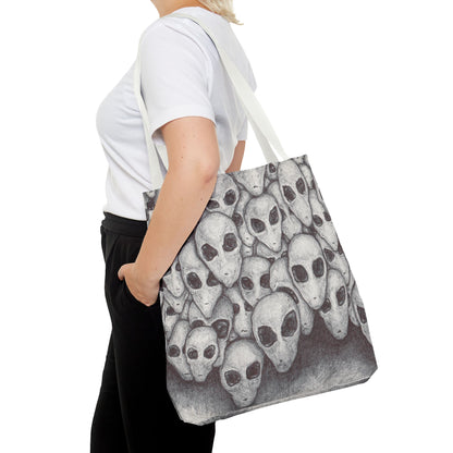 Alien Greys Ink Drawing Tote Bag